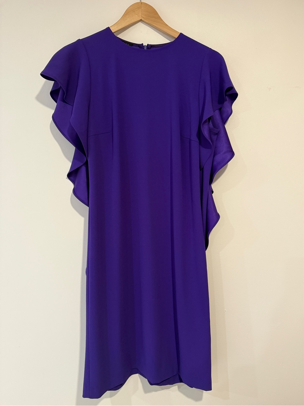 Escada Royal Purple Ruffle Cocktail Dress - Size 36